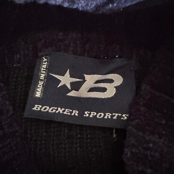 Bogner Sport Fair Isle Wool Turtleneck Sweater Navy Blue Size Medium - Picture 3 of 9
